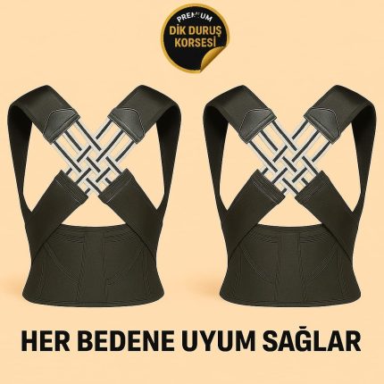 2 Adet Erkek Kadın Premium Model Dik Duruş Ve Kamburluk Giderici Medikal Sırt-bel Korsesi Siyah Renk