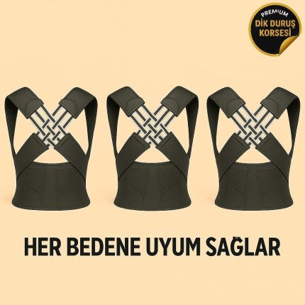 3 Adet Erkek Kadın Premium Model Dik Duruş Ve Kamburluk Giderici Medikal Sırt-bel Korsesi Siyah Renk